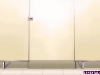 Hentai lassie consigue follada desde detrás en público lavabo