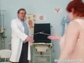 Ugly redhead woman hairy vagina examination