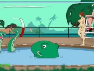 Tentáculo monstruo molests mujeres en piscina - no commentary 2