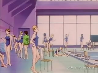9d anime dievča klipy ju nádherný telo v plávanie oblek