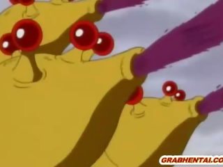 Hentai girls caught and smashing drilled by monster tentacles