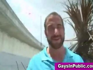 Exhibitionist gay blowjob in public